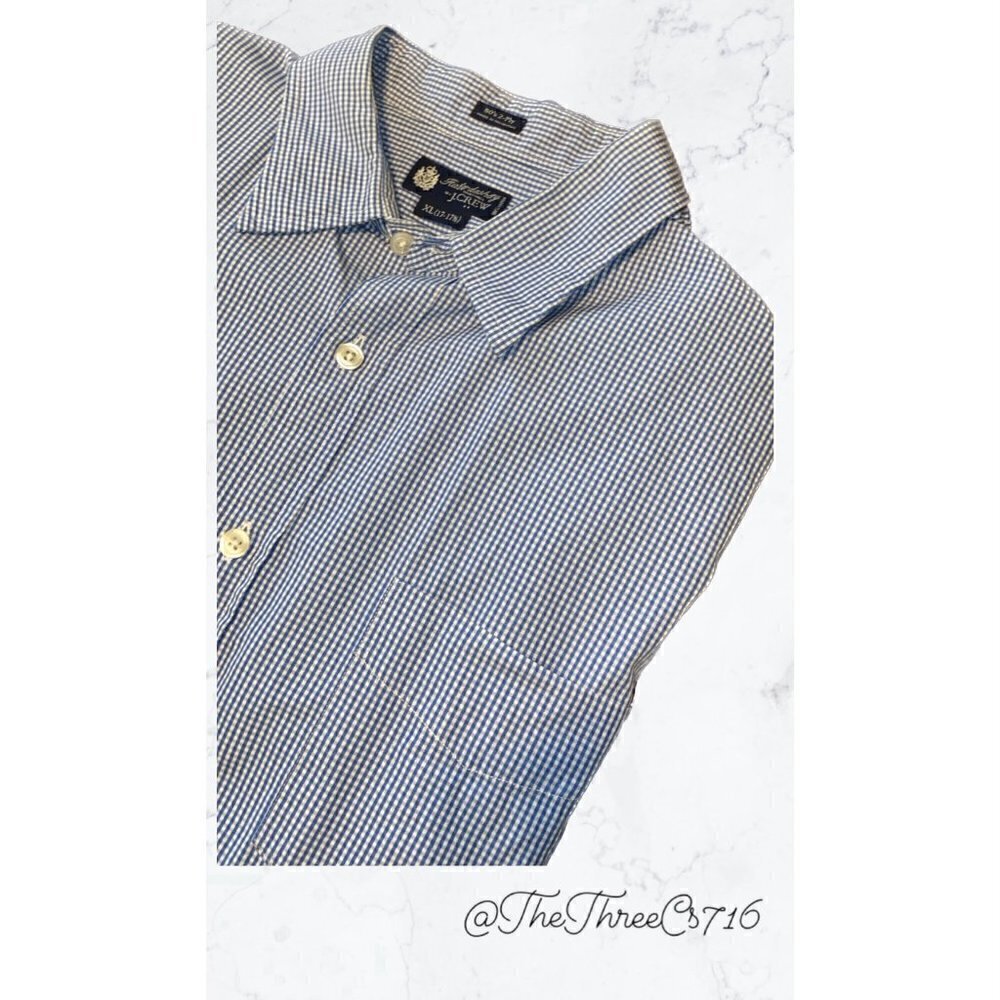 Men's J. Crew Haberdashery XL 17-17 1/2 long sleeve button-down blue and…